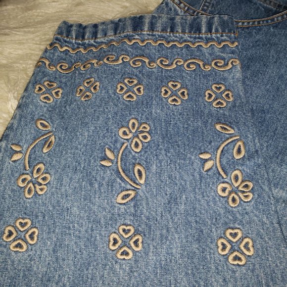 Embroidered Jeans side elastic Plus Size Waist 44" - Picture 4 of 8